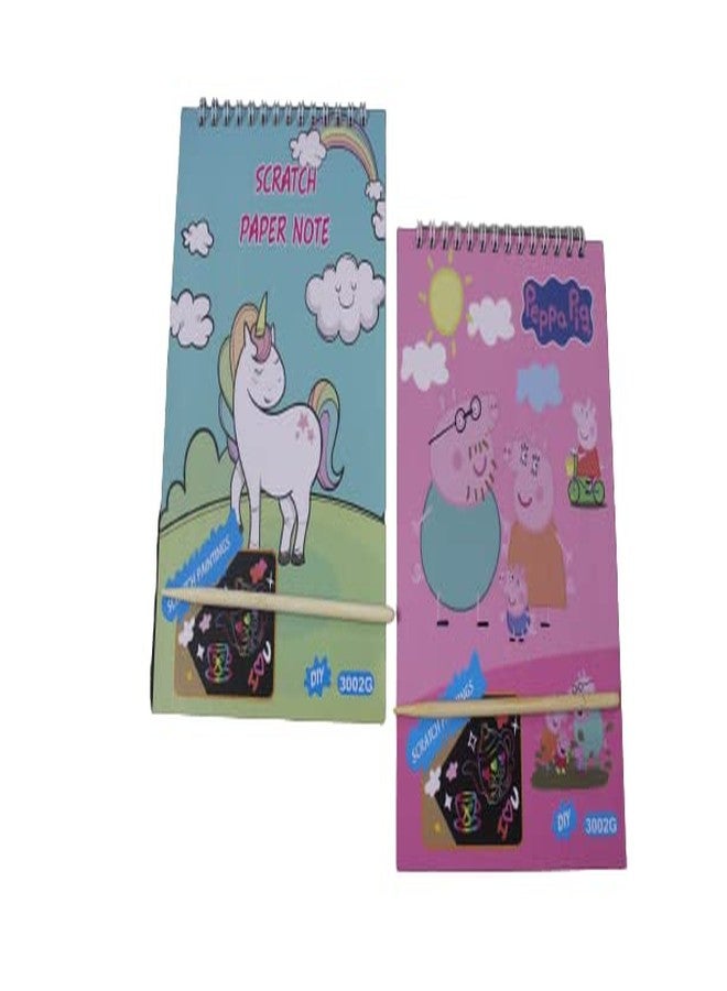 Anushil Kids Magic Scratchbook Notebook - Magical Drawing Book - Sketch Scratch Paper Note Drawing Educational Book+Wooden Pencil (Pack of 2) - Image 2
